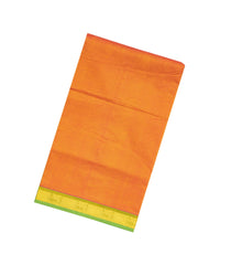 Orange Handloom Silk Cotton Saree With Stripes & Contrast Border-SC3706