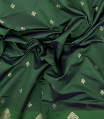 Dark Green Woven Blended Aura Saree With Zari Buttas & Zari Border-BL5806