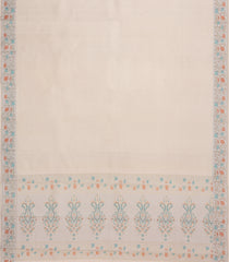 Cream Handloom Kanchipuram Silk Saree With Meena Floral Border-KA15756