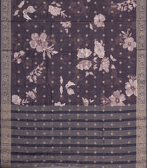 Dark Grey Printed Synthetic Dola Silk Saree With Zari Buttas & Border-SY0244