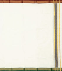 White Handloom Korvai Pure Silk 8 Yards Dhoti With 4 Yards Angavasthram-CD1550