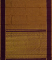 Light Brown Handloom Kanchipuram Silk Saree With Checks-KA14701