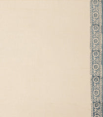 Cream Printed Jaipur Cotton Saree With Floral Motifs-JC1801