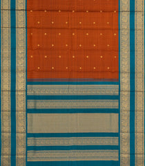 Rust Kanchipuram Silk Saree With Zari Checks & Buttas-KA14195