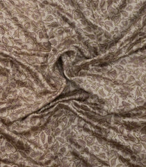 Taupe Printed Chanderi Cotton Saree With Zari Border-CC1595