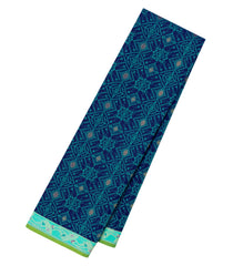 Dark Blue Handloom Kanchipuram Silk Saree With Geometric Motifs-KA14808