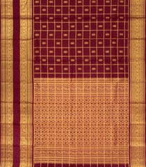 Maroon Handloom Kanchipuram Silk Saree With Zari Checks & Buttas-KA16908