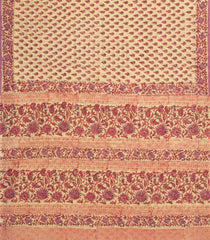 Cream Printed Jaipur Cotton Saree With Printed Floral Motifs-JC1766