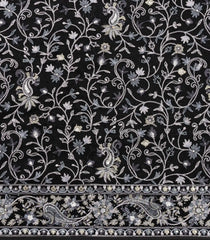 Black Woven Blended Georgette Saree With Embroidered Floral Motifs-EN1901