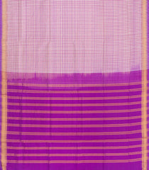 White & Pink Handloom Silk Cotton Saree With Checks & Zari Border-SC4628