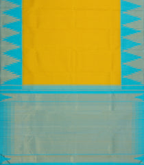 Yellow Handloom Korvai Kanchipuram Silk Saree With Turquoise Border-KA14762