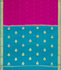 Hot Pink Woven Mysore Silk Saree With Buttas & Contrast Border-MS3624