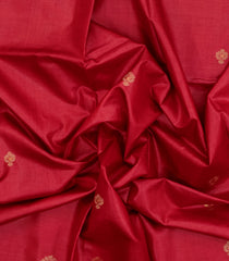 Red Woven Tussar Silk Saree With Peacock Buttas-TU3274