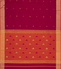 Red Handloom Maheswari Silk Cotton Saree With Buttas-SC4182