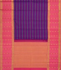 Purple Handloom Korvai Kanchipuram Silk Saree With Floral Stripes-KA13346
