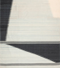 Off White Woven Tussar Silk Saree With Contrast Rising Border-TU3248