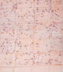 Light Peach Woven Tussar Silk Saree With Printed Floral Motifs & Sequin Work-TU2896