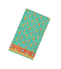 Aquamarine Printed Blended Viscose Saree With Position Printed Floral Motifs-BL5981