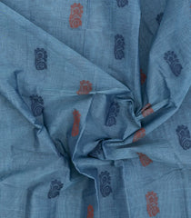 Steel Blue Woven Rasipuram Cotton Saree With Buttas-RA2646