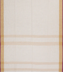 Off White Woven Linen Saree With Checks & Magenta Selvage-LI0702