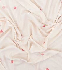 White Handwoven Bengal Cotton Saree With Floral Buttas-BG1519