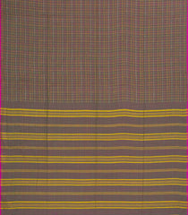 Dark Beige Handloom Bengal Cotton Saree With Checks-BG1998