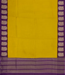 Mustard Woven Blended Viscose Saree With Zari Checks & Contrast Border-BL5512
