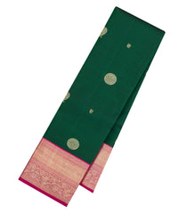 Dark Green Handloom Kanchipuram Silk Saree With Annam Buttas-KA15075