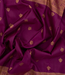 Magenta Handloom Kanchipuram Silk Saree With Floral Motifs-KA14086