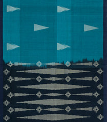 Cyan Handloom Village Cotton Saree With Temple Buttas-VC1660
