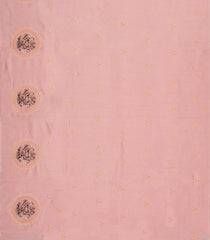 Baby Pink Woven Art Tussar Saree With Printed & Embroidered Floral Motifs-BL4724
