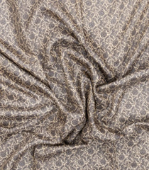 Taupe Printed Pure Silk Saree With Floral Motifs-PS0778