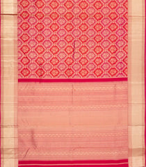 Red & Pink Handloom Kanchipuram Silk Saree With Floral Motifs-KA13662