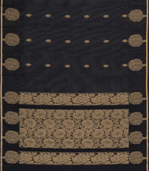 Black Woven Rasipuram Cotton Saree With Kamalam Buttas-RA2569