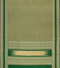 Green Handloom Silk Cotton Saree With Zari Stripes-SC4544