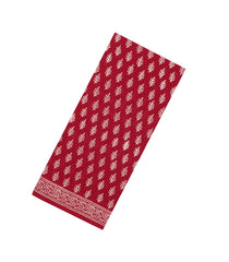 Crimson Printed Jaipur Cotton Saree With Floral Motifs-JC1816