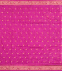 Hot Pink Printed Synthetic Tussar With Contrast Zari Border-SY0283