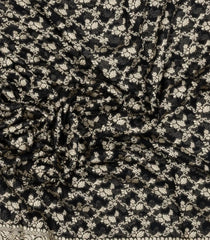 Black Woven Banarasi Khaddi Georgette Silk Saree With Floral Vine Motifs-BE1947