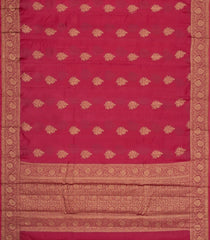 Crimson Woven Tussar Silk Saree With Floral Buttas-TU3591