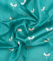 Turquoise Woven Pure Banarasi Organza Silk Saree With Meena Buttas-KS1155
