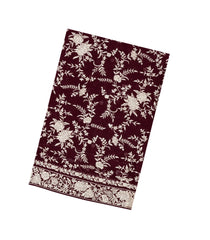 Maroon Woven Synthetic Blended Saree With Embroidered Floral Motifs-EN1987