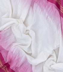 White Handwoven Bengal Cotton Saree With Pink Border-BG1524