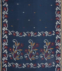 Dark Grey Printed Blended Erode Cotton Saree With Zari Border-SY0461