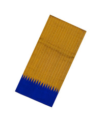 Oil Mustard Woven Dupion Silk Saree With Dotted Stripes-DS0636