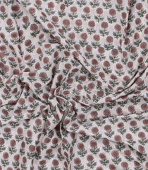 Off White Printed Jaipur Cotton Saree With Floral Motifs-JC1888
