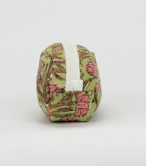 Light Green Cotton Bagru Printed Coin Pouch With Zipper-ACS1076