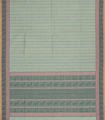 Shadow Green Handloom Village Cotton Saree With Checks & Buttas-VC1631