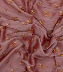 Dusty Peach Synthetic Moss Chiffon Meena Embroidery With Stone-BL5459