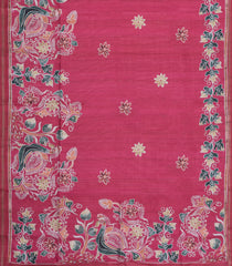 Pink Printed Synthetic Tussar Silk Saree With Contrast Border-SY0109