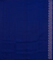 Dark Blue Handloom Soft Silk Saree With Floral Zari Motifs-SO4352
